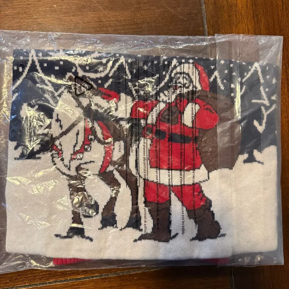 Santa and Reindeer Dog Christmas Sweater Size L
